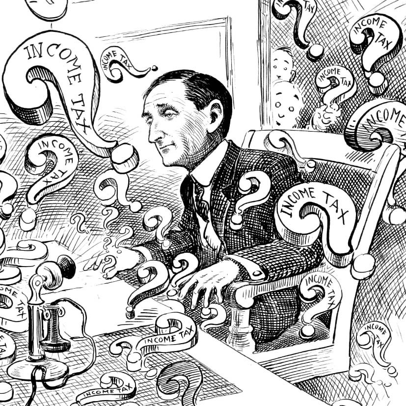 Washington Evening Star cartoon responding to the introduction of income tax on November 3, 1913