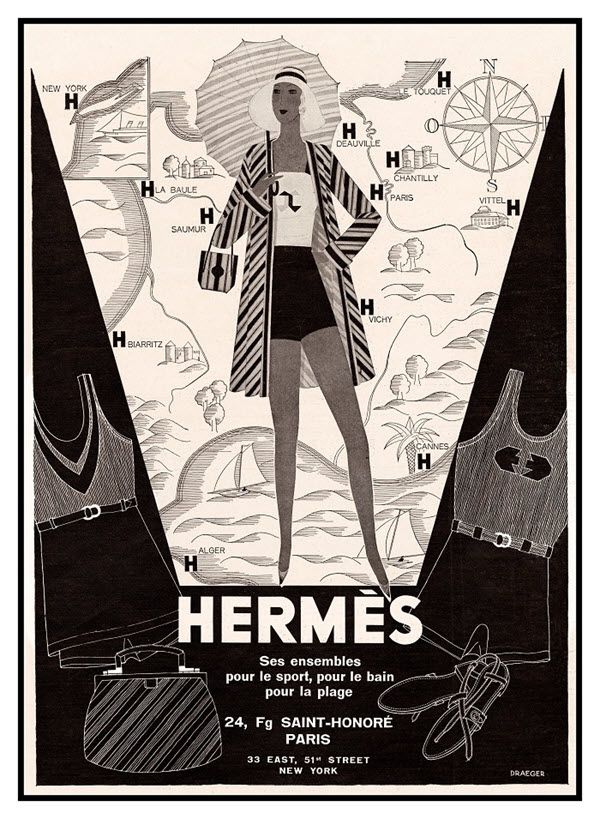 French advertisement for Herm&egrave;s luxury sportswear, 1930s
