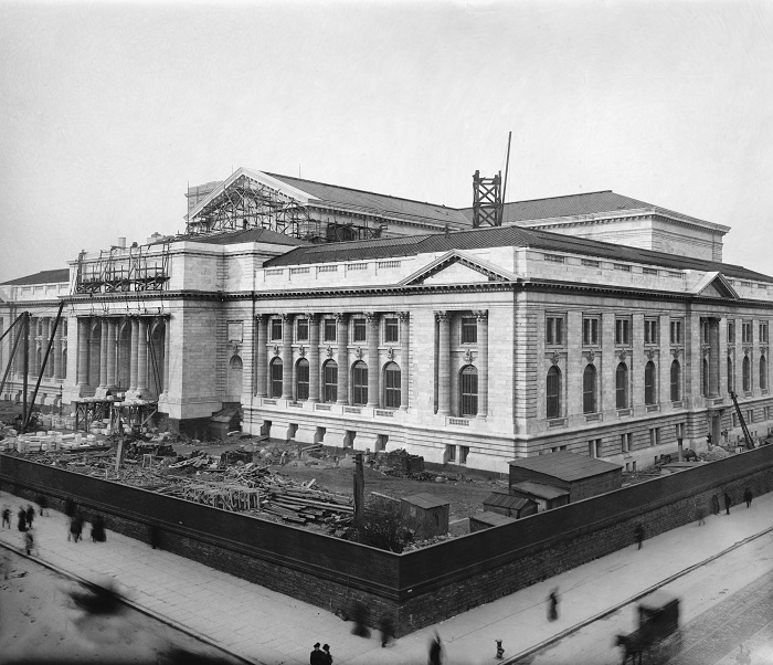 Construction of New York Public Library, circa 1908